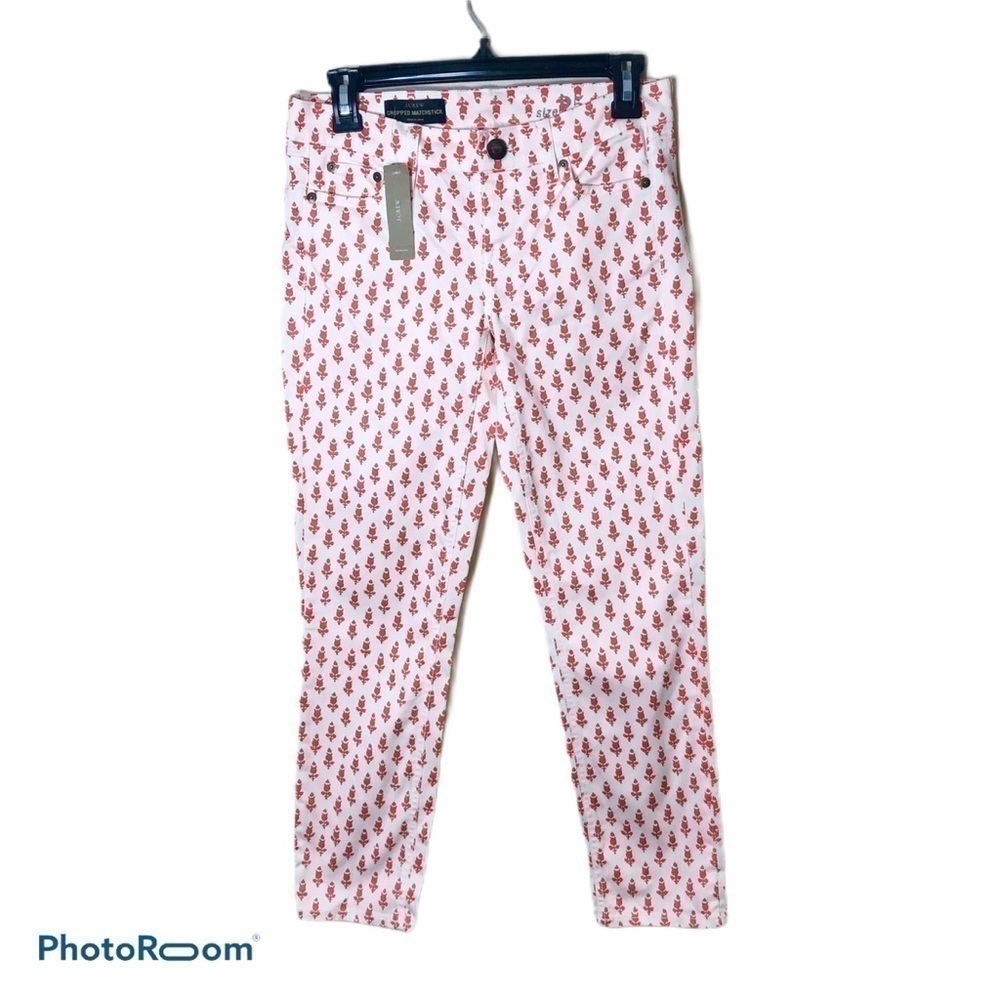 J.Crew Matchstick Cropped Jeans Thistle Print NWT Sz 25 White